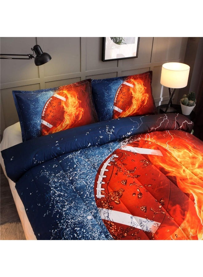 NTBED Football Comforter Sets Twin for Boys Teens, 3-Pieces Sports Bedding Comforter, Rugby Reversible Printed Quilt Set with 2 Matching Pillow Shams - Image 5